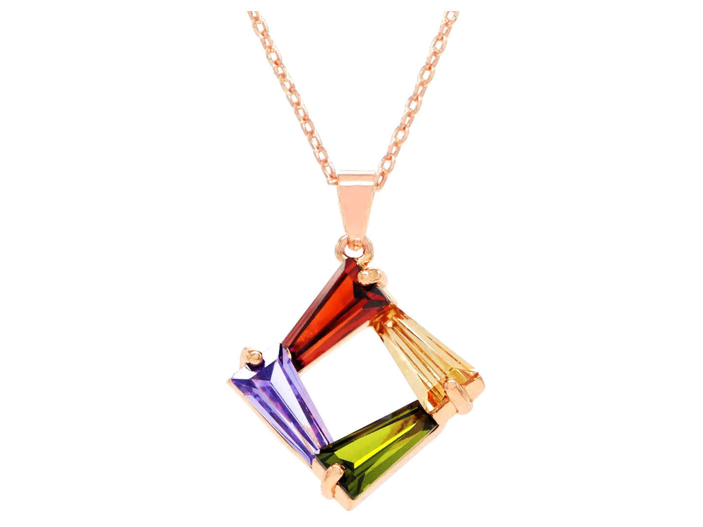 Rose gold tapered baguette gems necklace MAIN