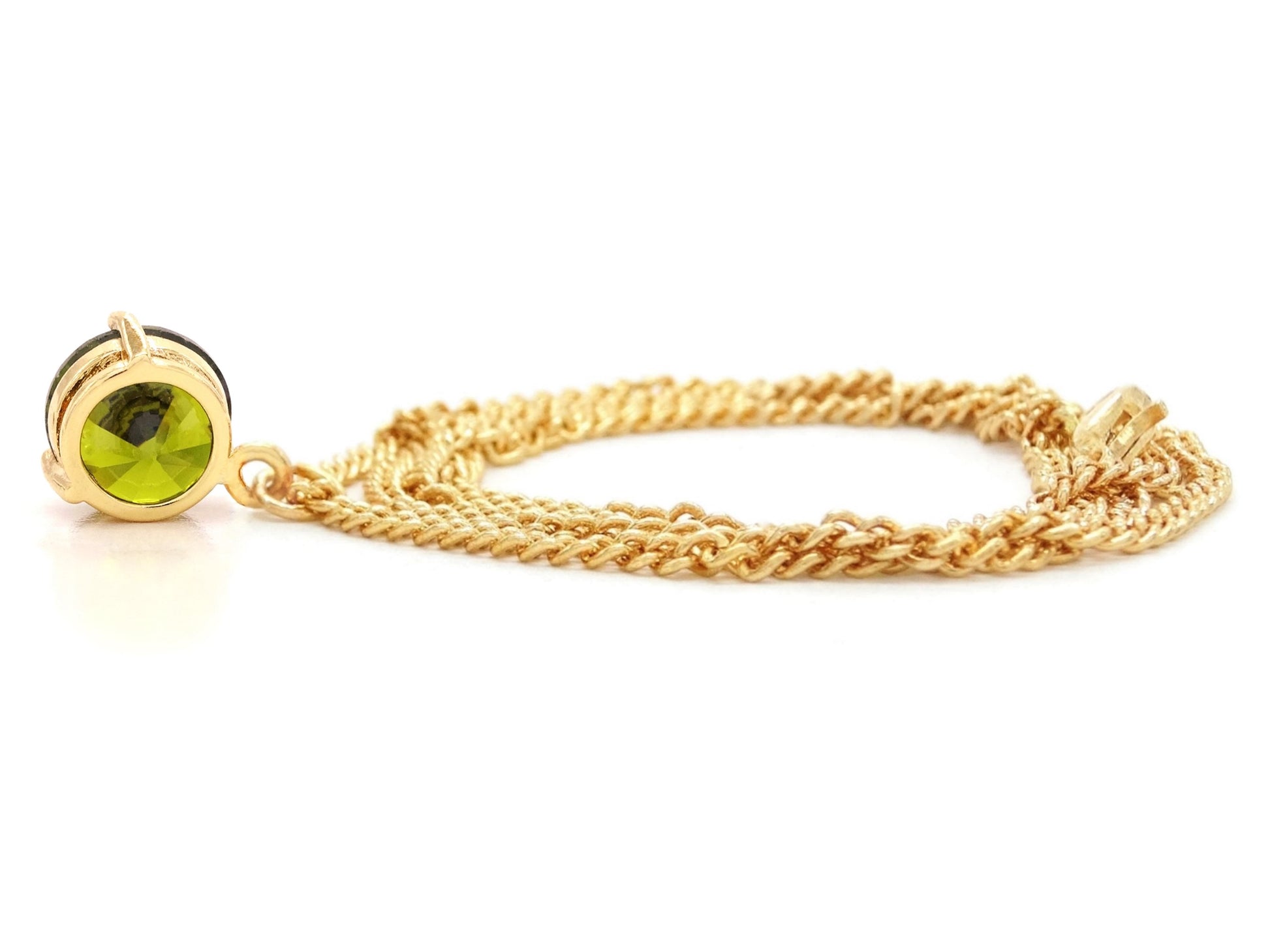 Green gem gold necklace BACK
