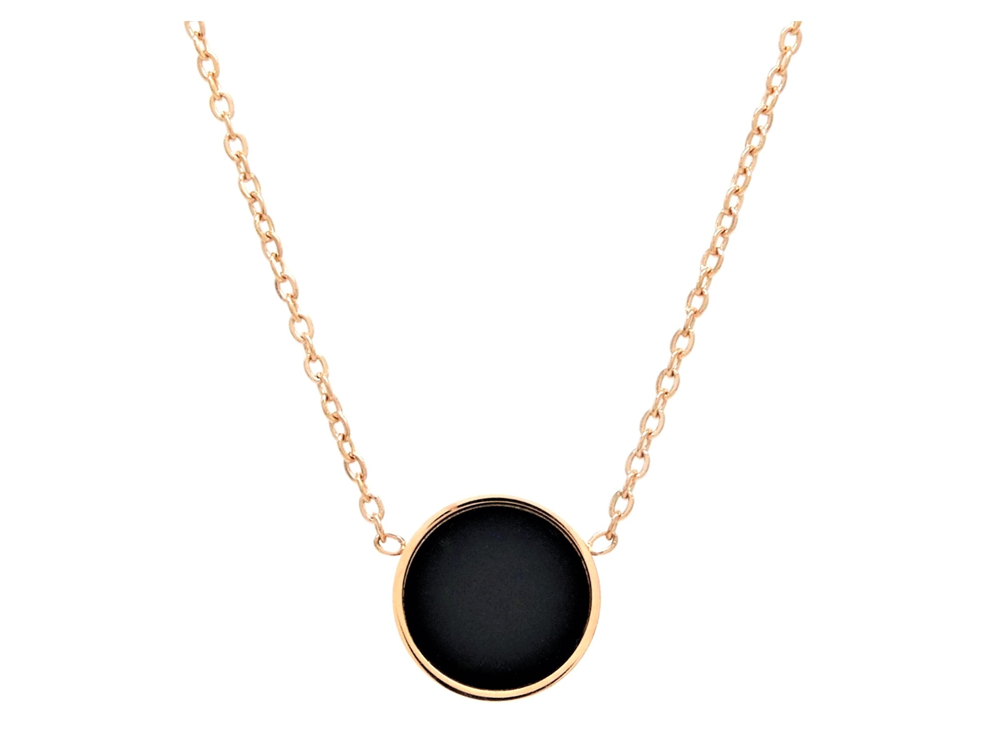 Rose gold black moonstone choker necklace MAIN