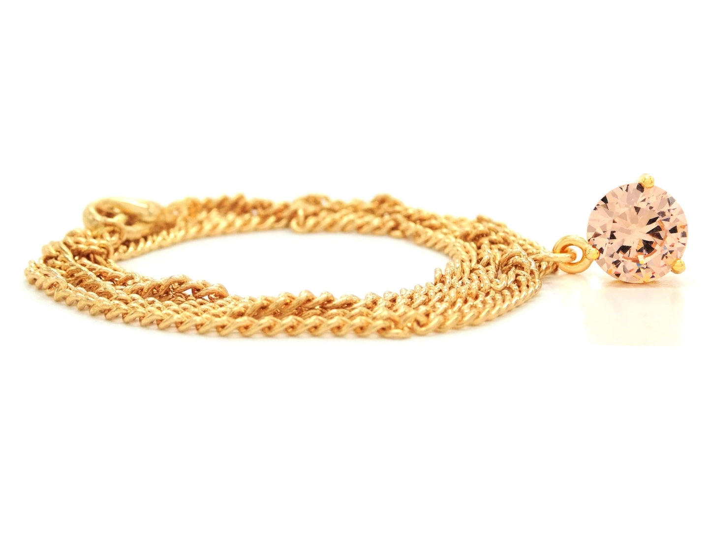 Champagne gem gold necklace FRONT