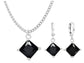 White gold black princess necklace and earrings MAIN