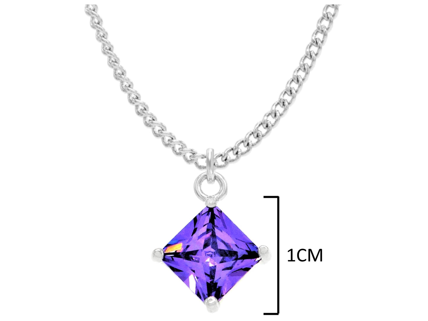 White gold purple princess necklace and earrings MEASUREMENT
