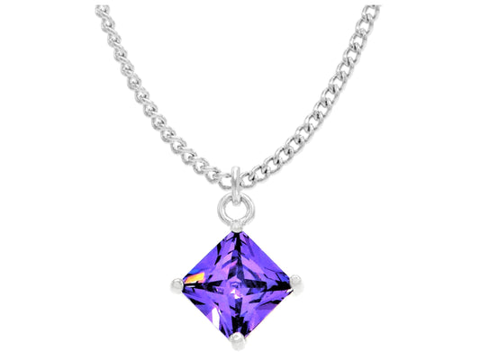 Purple gem princess white gold necklace MAIN