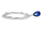 White gold blue pear gem necklace and earrings FRONT