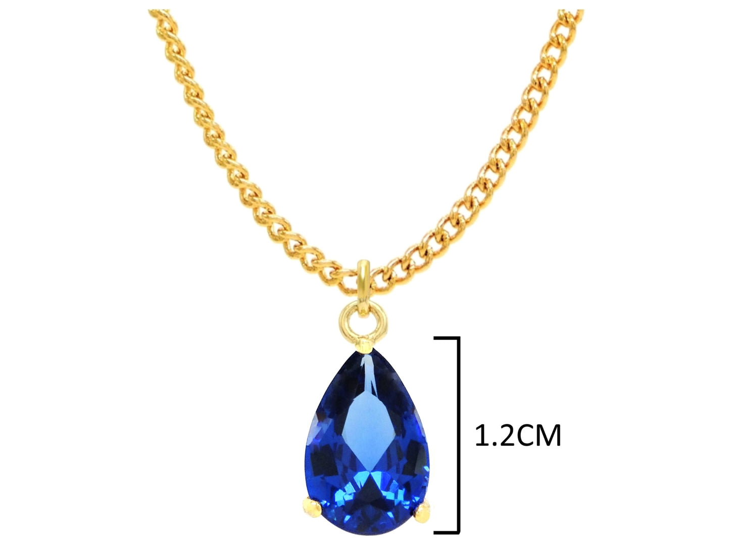 Blue raindrop yellow gold necklace MEASUREMENT
