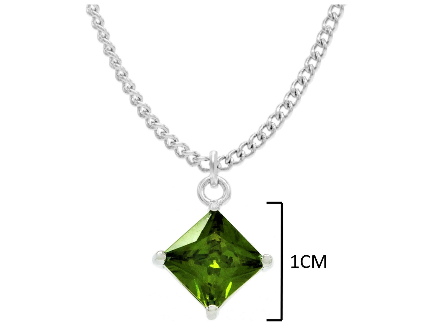 White gold green princess necklace and earrings MEASUREMENT