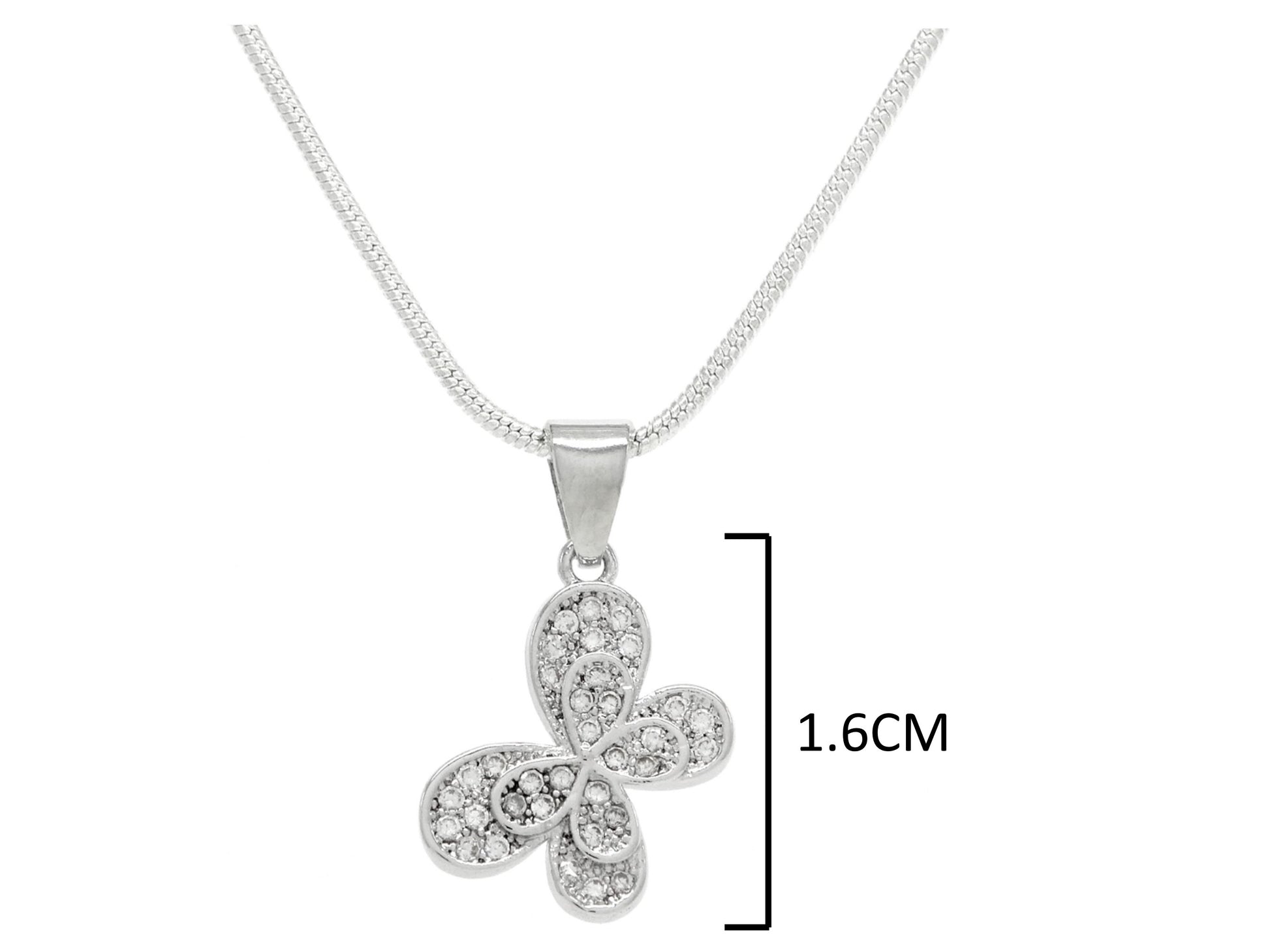 Sterling silver white butterfly necklace and earrings MEASUREMENT