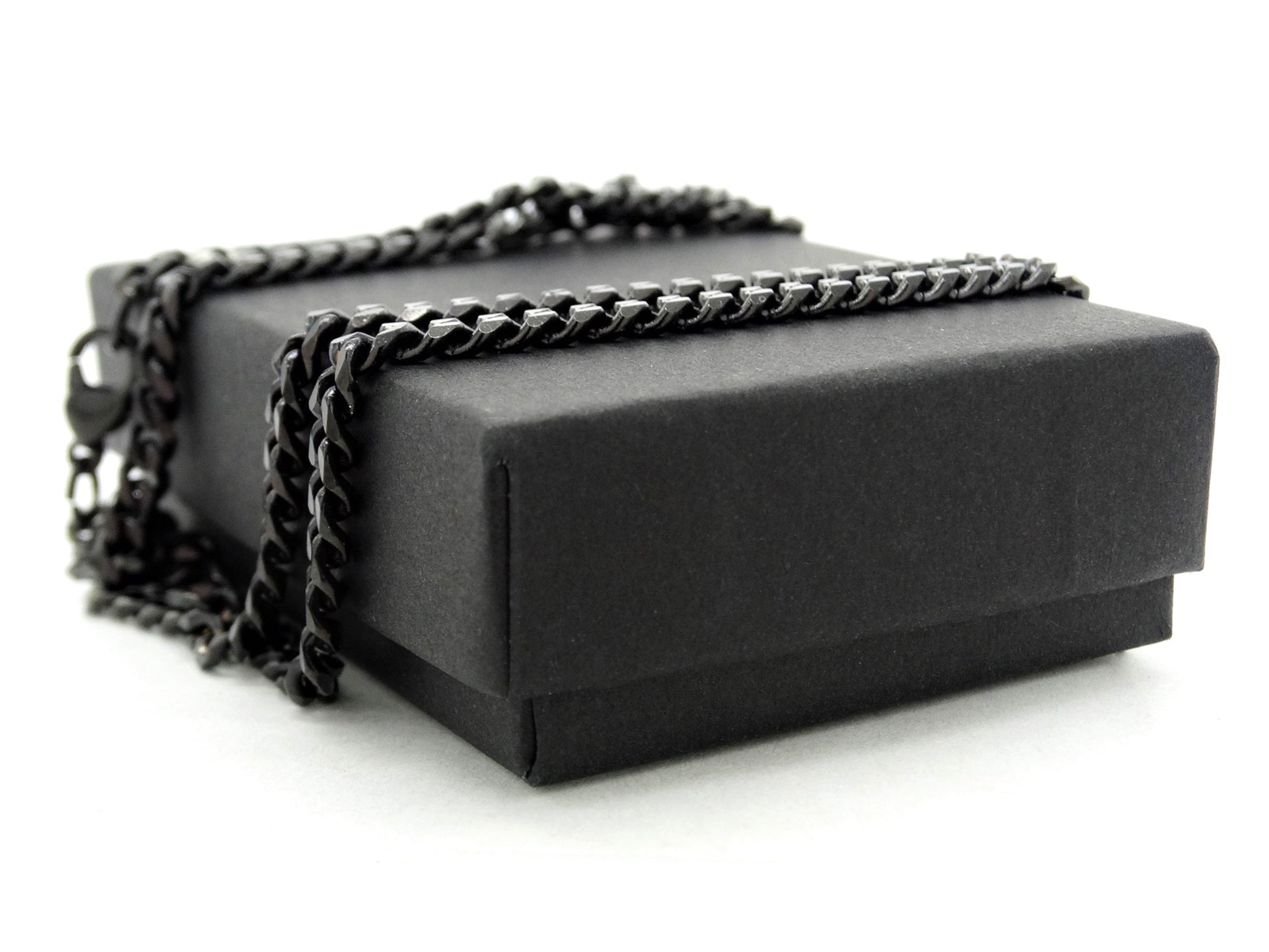 Black stainless steel thin chain necklace GIFT BOX