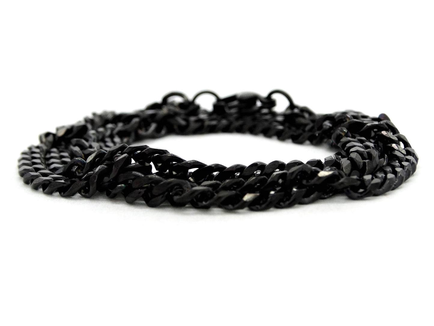 Black stainless steel thin chain bracelet DISPLAY