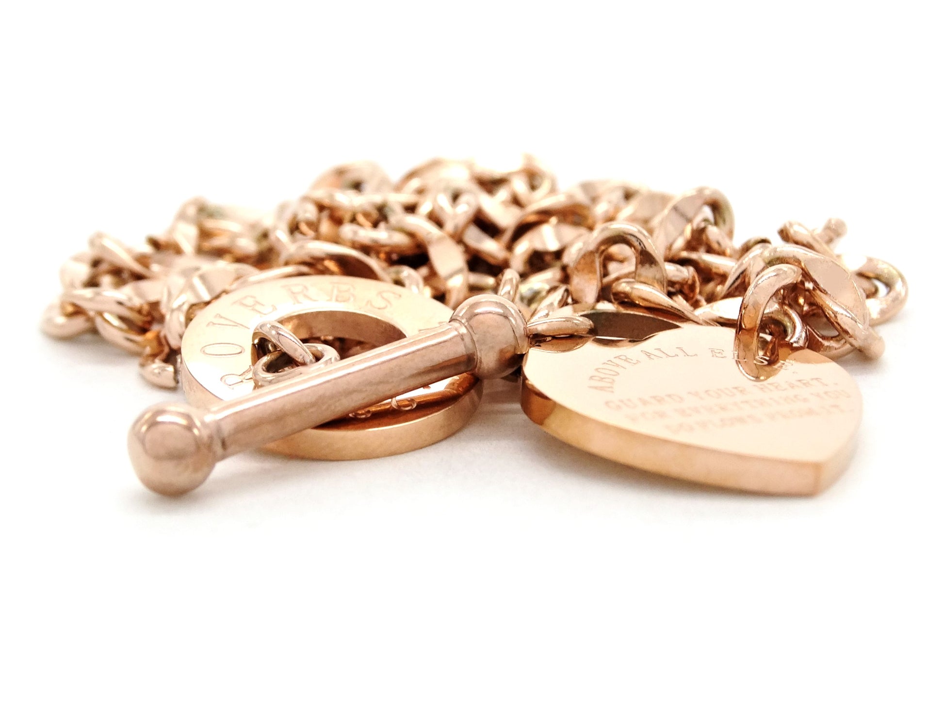 Rose gold proverbs 4:23 necklace DISPLAY