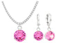 White gold pink round gem necklace and earrings MAIN