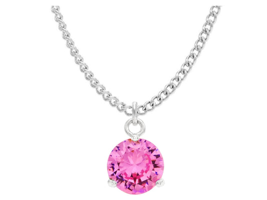 Pink gem white gold necklace MAIN