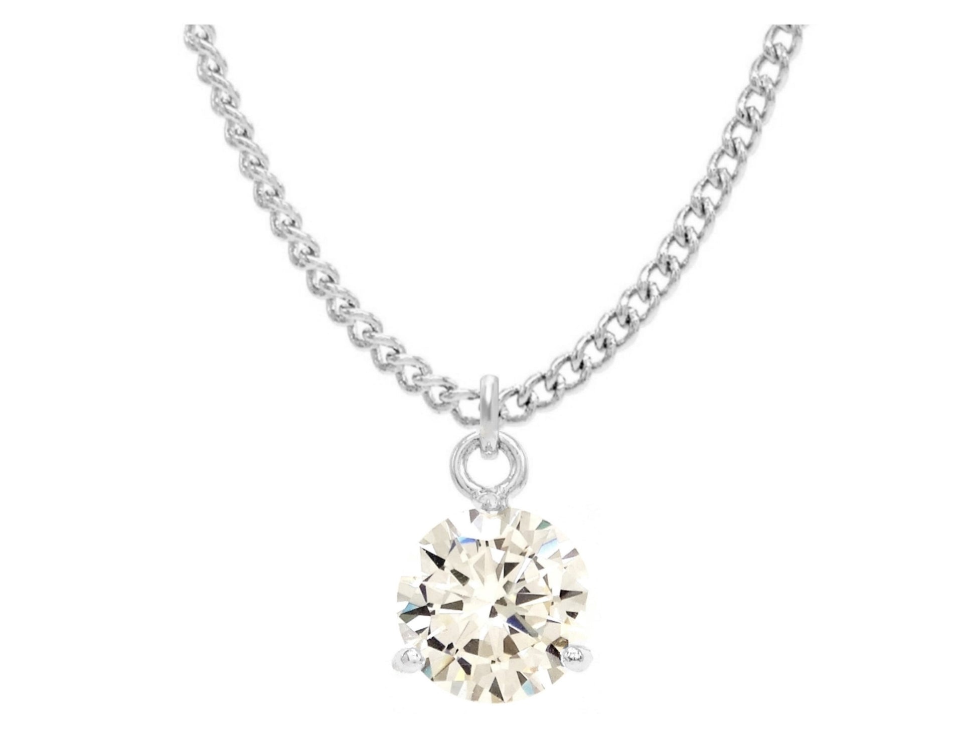 Clear gem white gold necklace MAIN