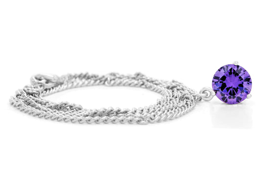 Purple gem white gold necklace FRONT