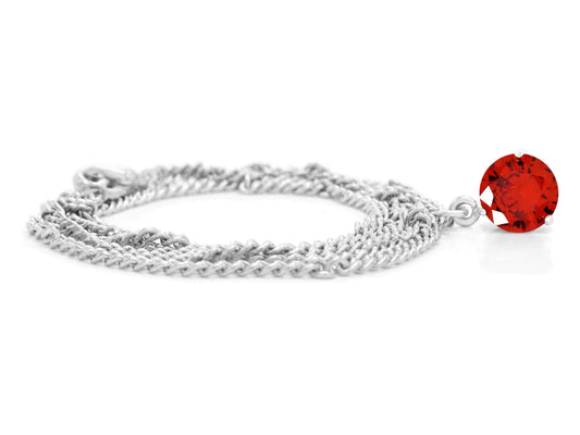 Red gem white gold necklace FRONT