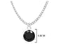 White gold black round gem necklace and earrings MEASUREMENT