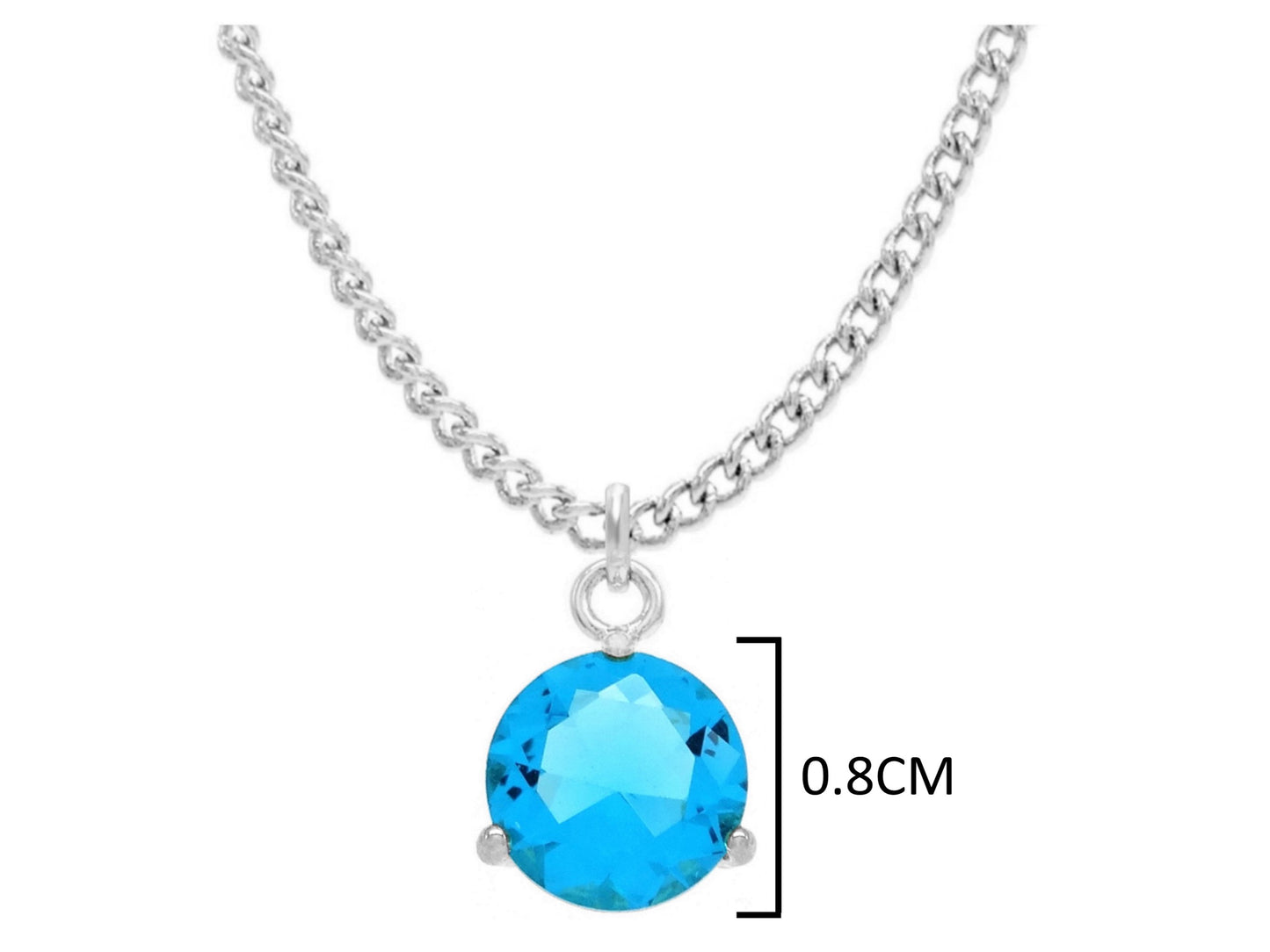 Blue gem white gold necklace MEASUREMENT