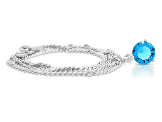 Blue gem white gold necklace FRONT