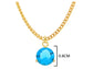 Yellow gold blue round gem necklace and earrings MEASUREMENT