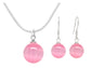 Pink moonstone ball necklace and earrings MAIN