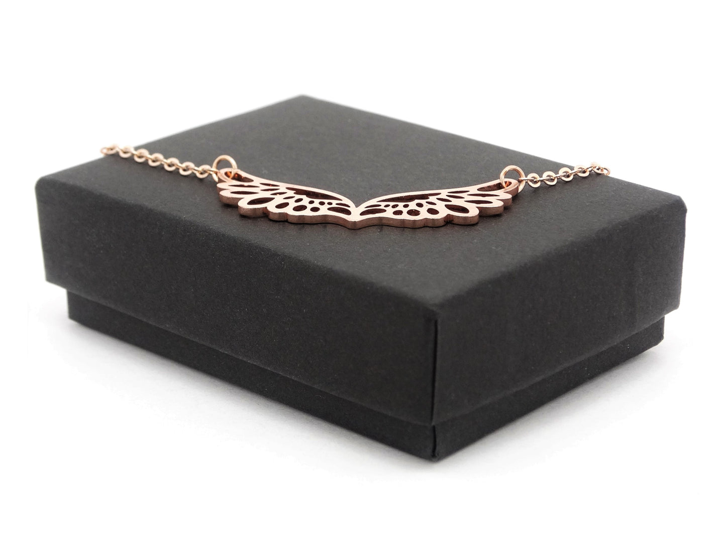 Rose gold angel wings choker necklace GIFT BOX