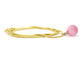 Pink moonstone ball yellow gold necklace DISPLAY