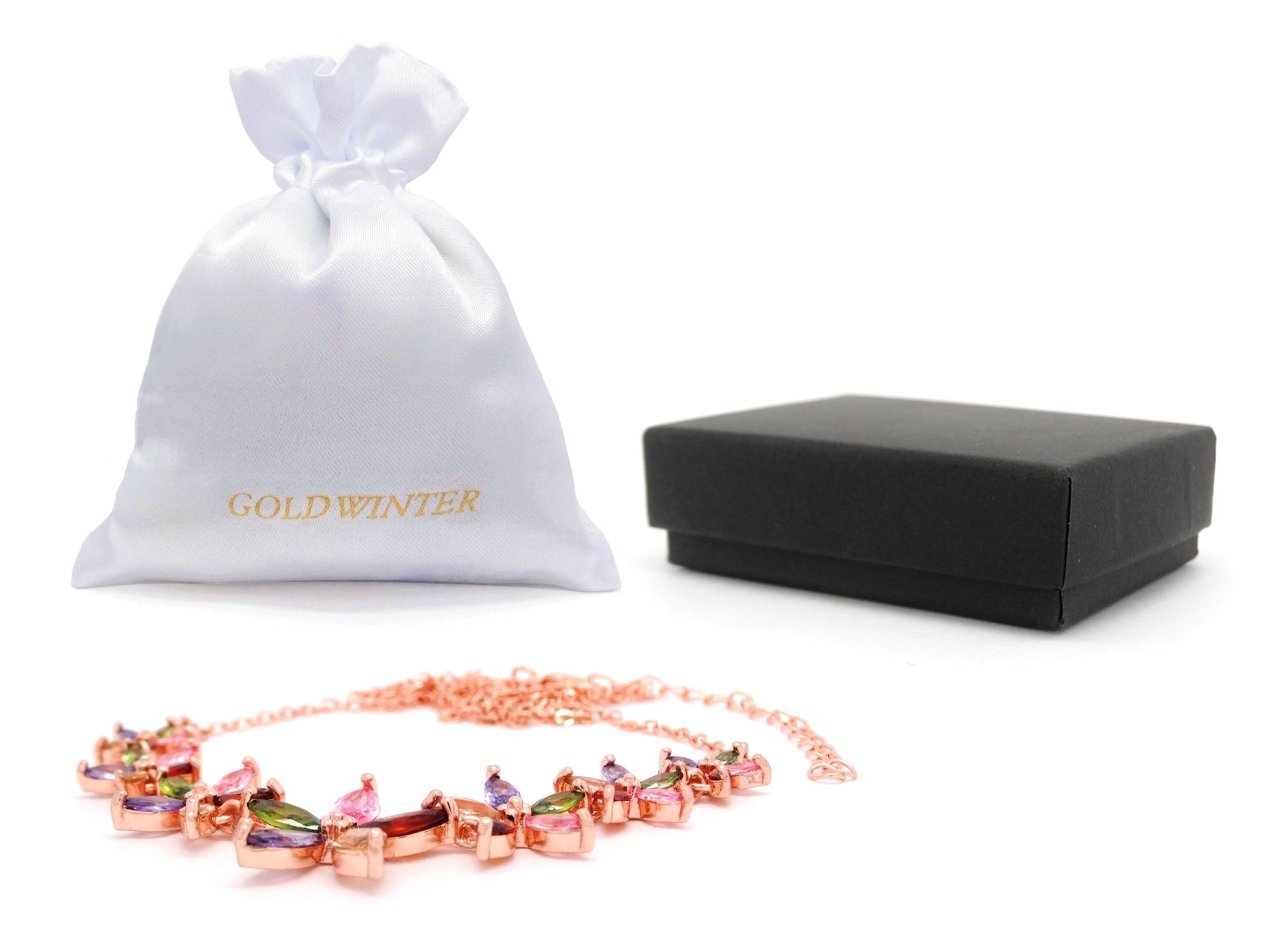 Rose gold marquise flower princess necklace GIFT BAG AND BOX