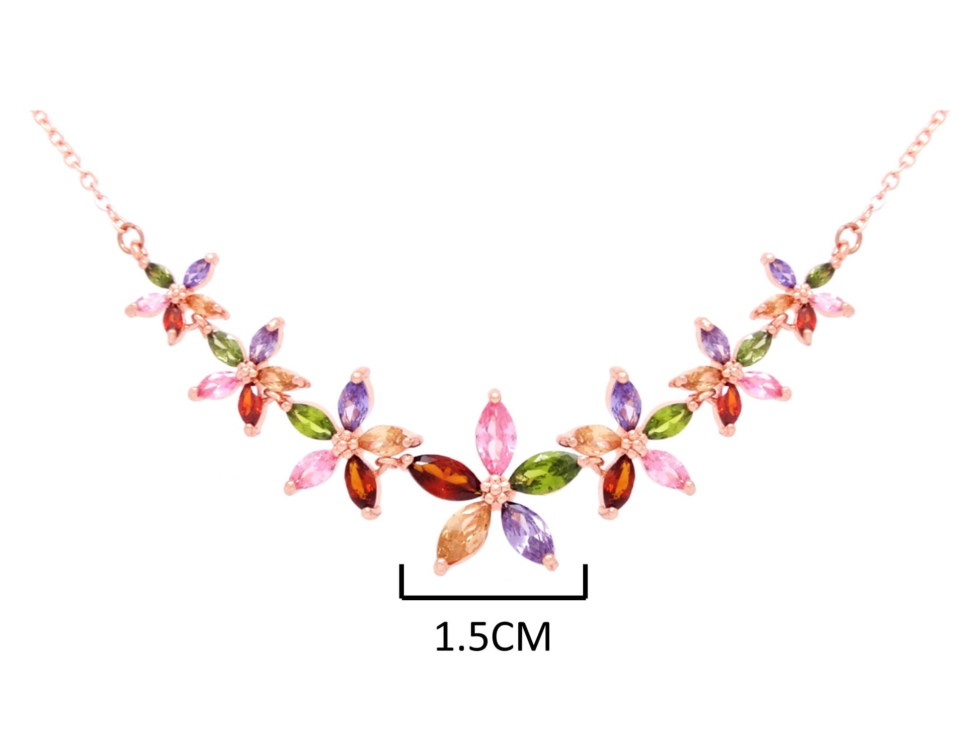 Rose gold marquise flower princess necklace MEASUREMENT