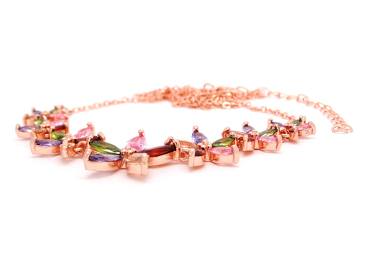 Rose gold marquise flower princess necklace DISPLAY
