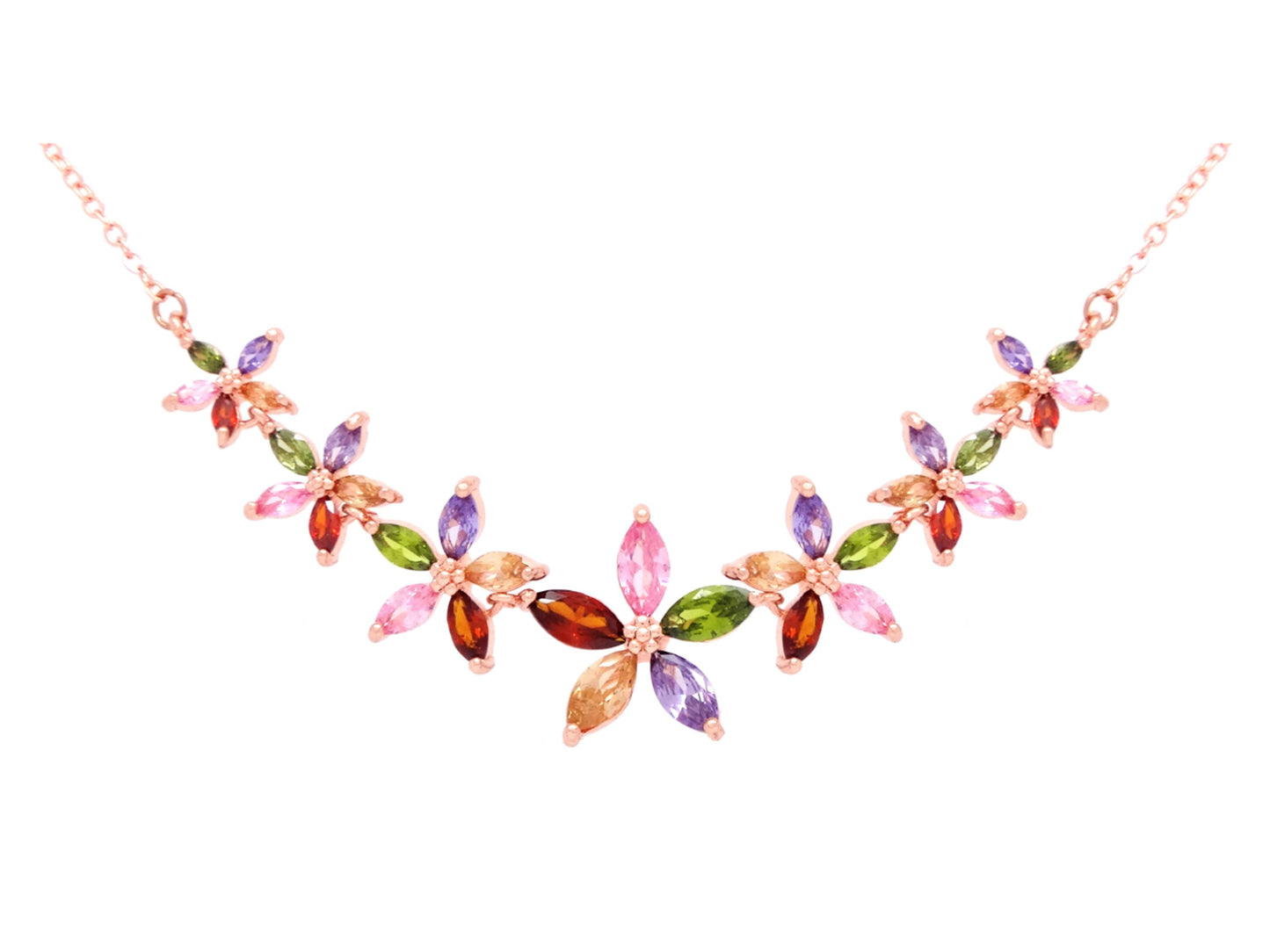 Rose gold marquise flower princess necklace MAIN
