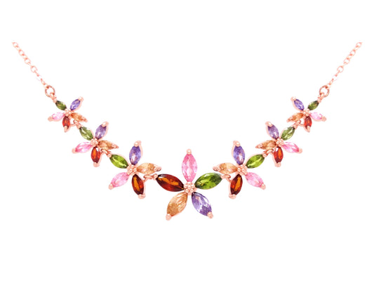 Rose gold marquise flower princess necklace MAIN