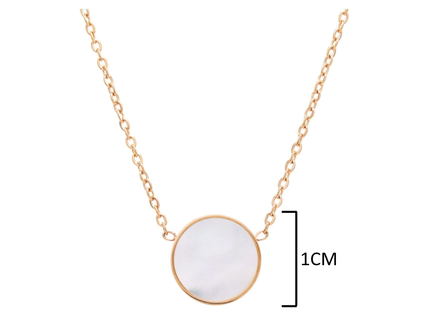 Rose gold round white sea shell jewellery set NECKLACE MEASUREMENT