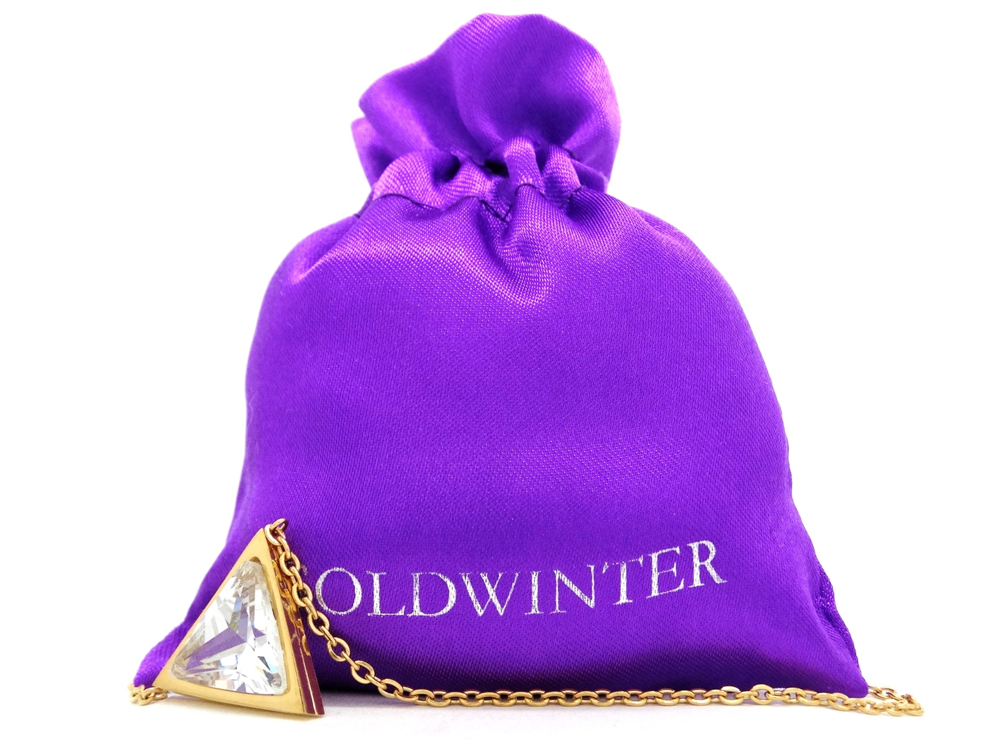 White trillion yellow gold necklace GIFT BAG