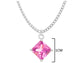 Pink gem princess white gold necklace MEASUREMENT