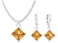 White gold orange princess necklace and earrings MAIN