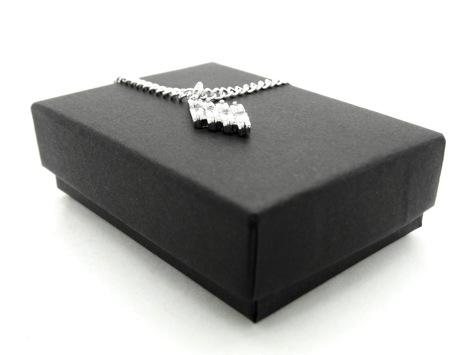 Clear drop baguette white gold necklace GIFT BOX
