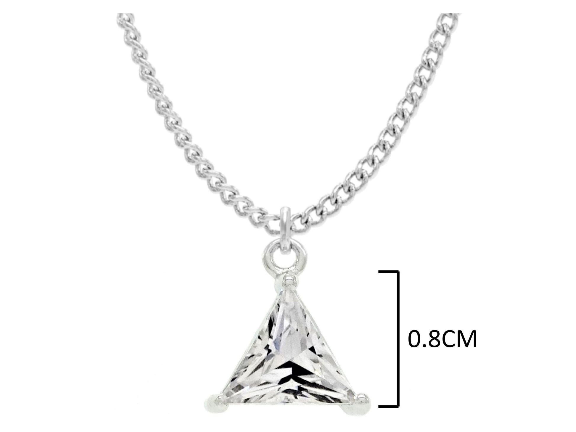 Clear gem trillion white gold necklace MEASUREMENT