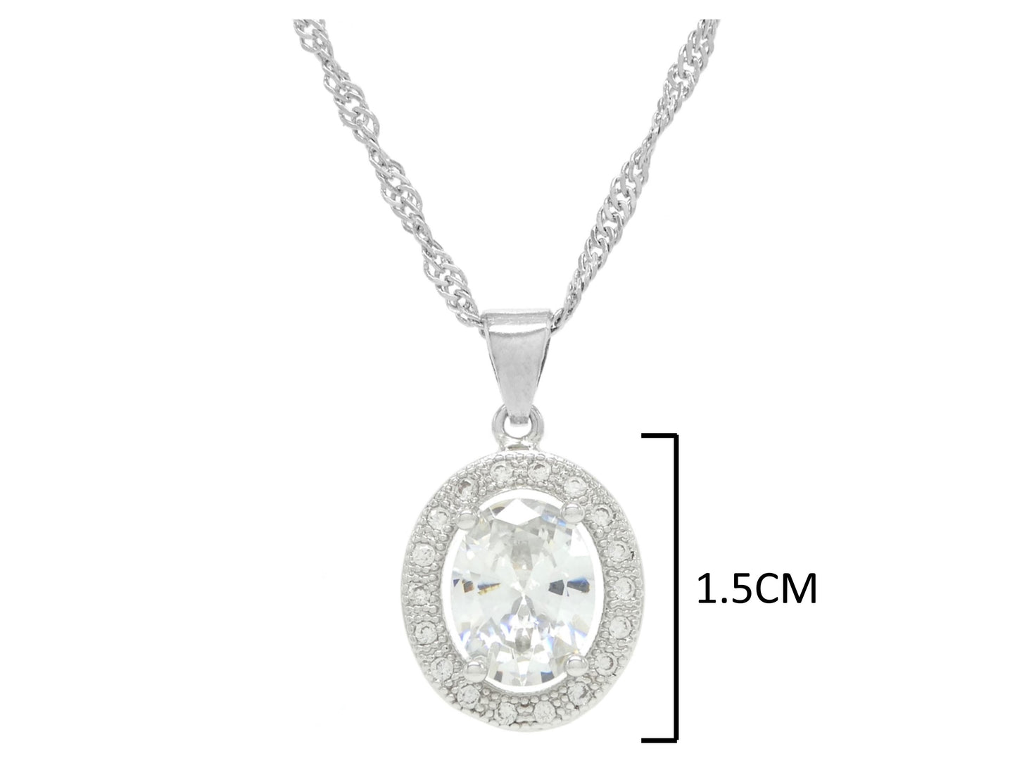 Sterling silver oval gem necklace MEASUREMENT