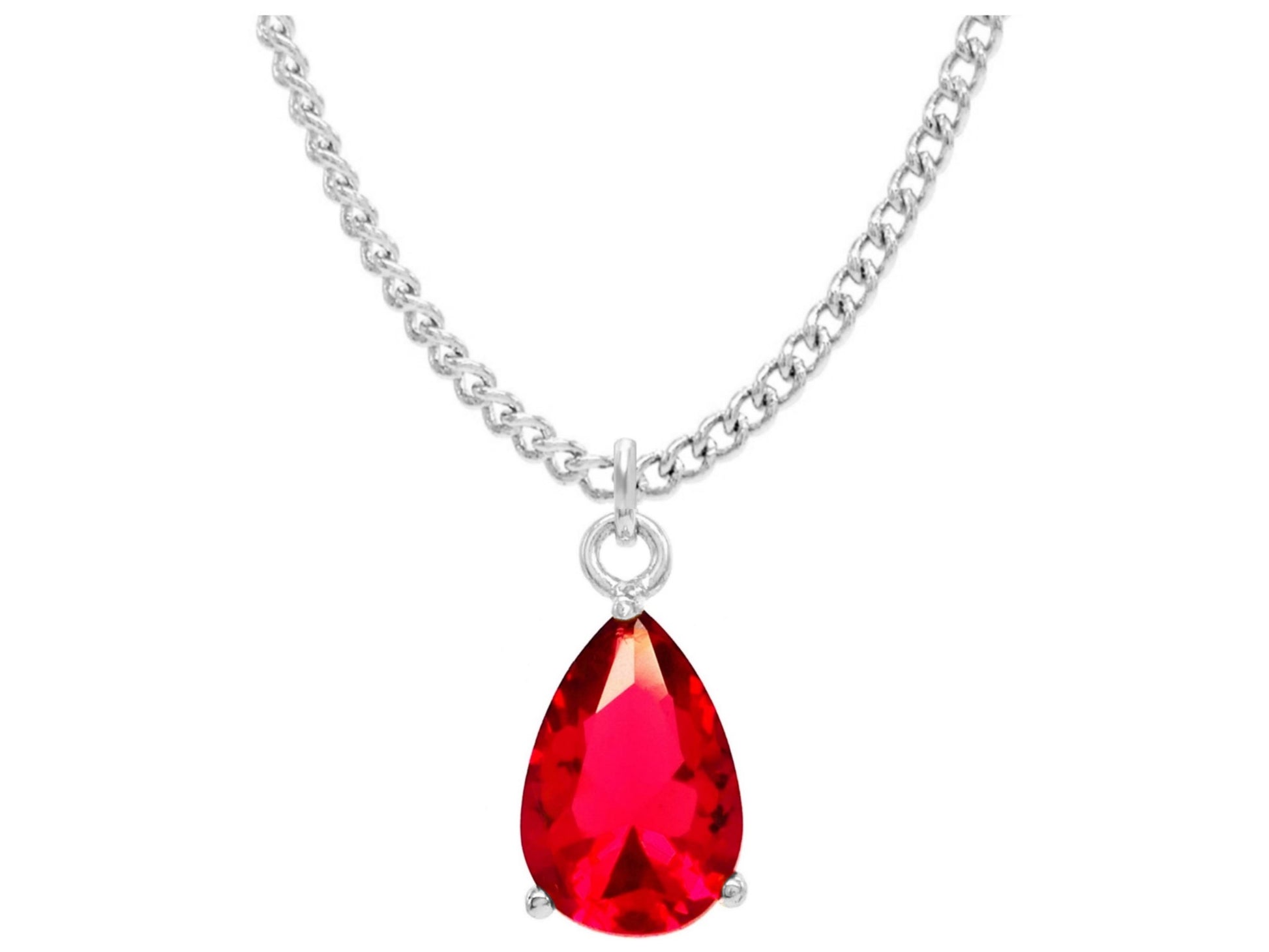 Red raindrop white gold necklace MAIN