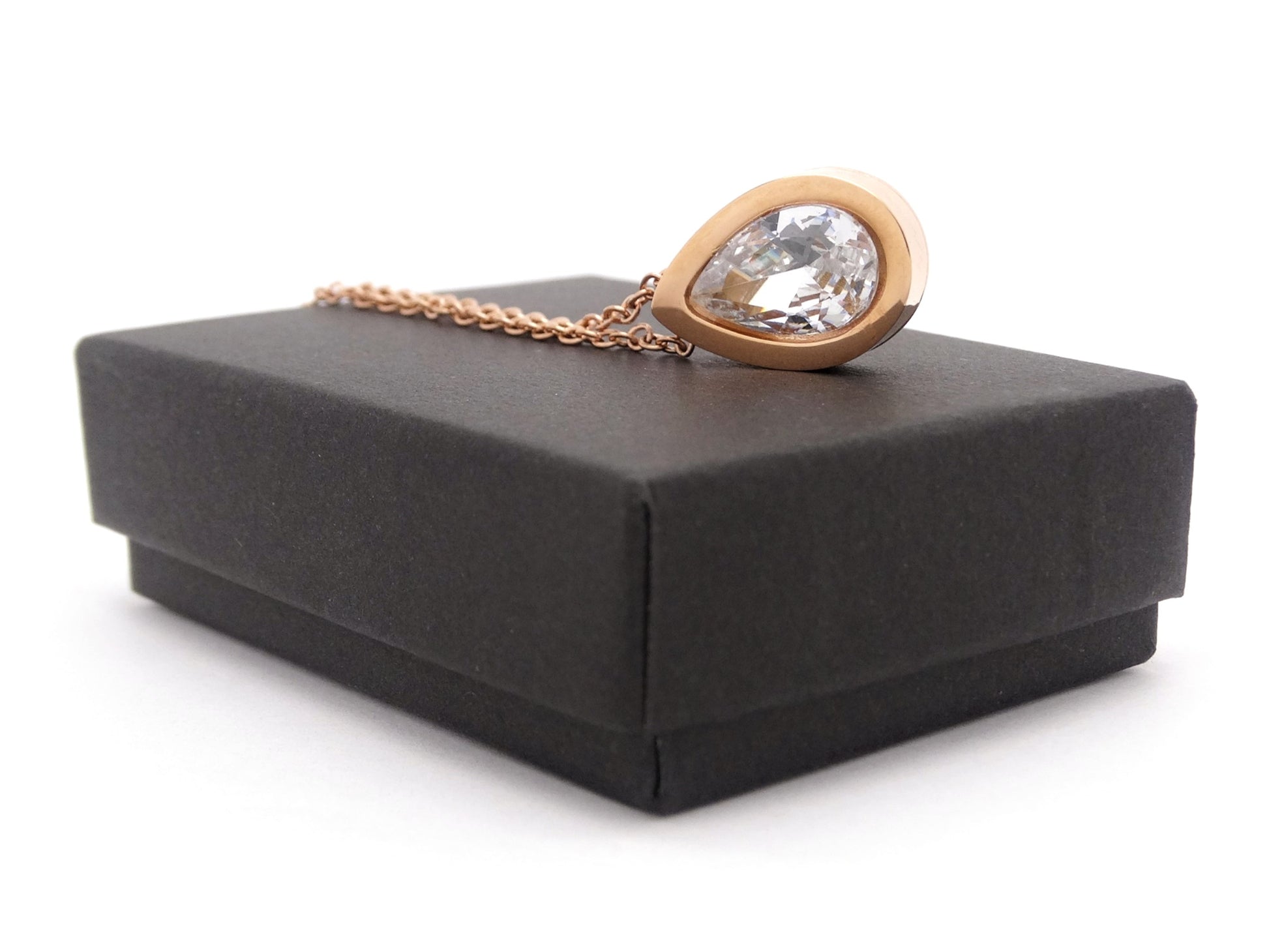 Rose gold pear gemstone pendant necklace GIFT BOX