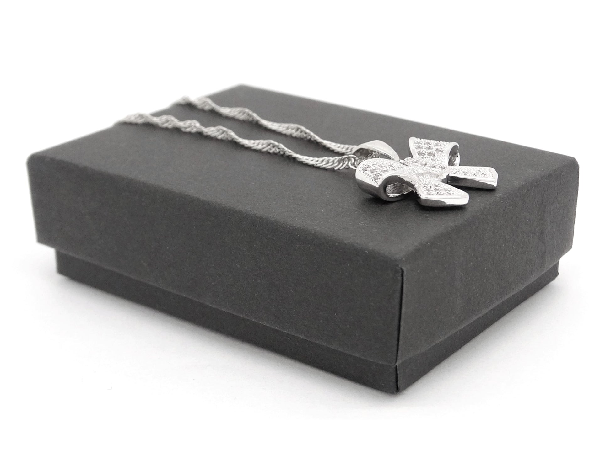 Sterling silver bow tie necklace GIFT BOX