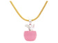 Pink moonstone apple yellow gold necklace FRONT