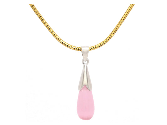 Pink moonstone teardrop yellow gold necklace MAIN