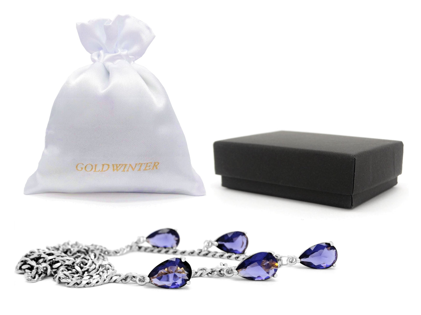Princess Style Purple Teardrop White Gold Necklace GIFT BAG