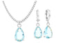 White Gold Light Blue Pear Gem Necklace And Earrings MAIN