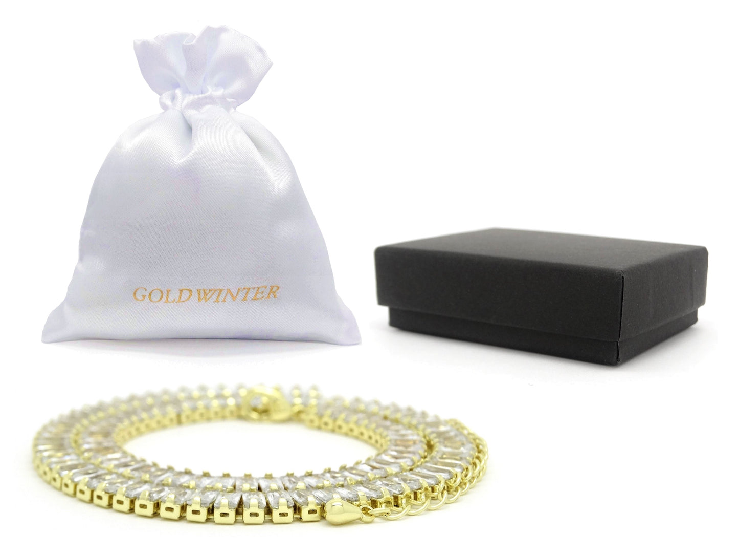 Yellow Gold Baguette Tennis Choker Necklace