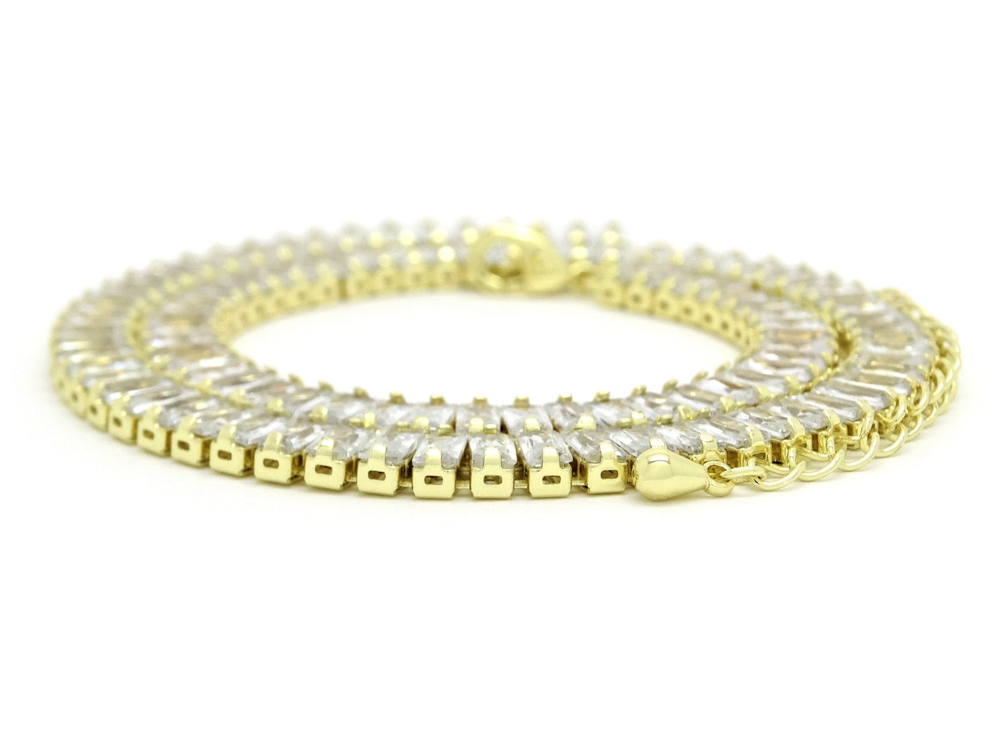 Yellow Gold Baguette Tennis Choker Necklace