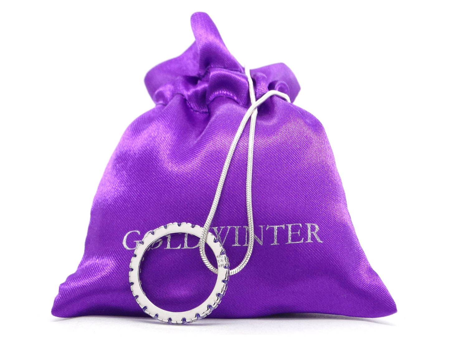 Sterling silver necklace with purple ring GIFT BAG