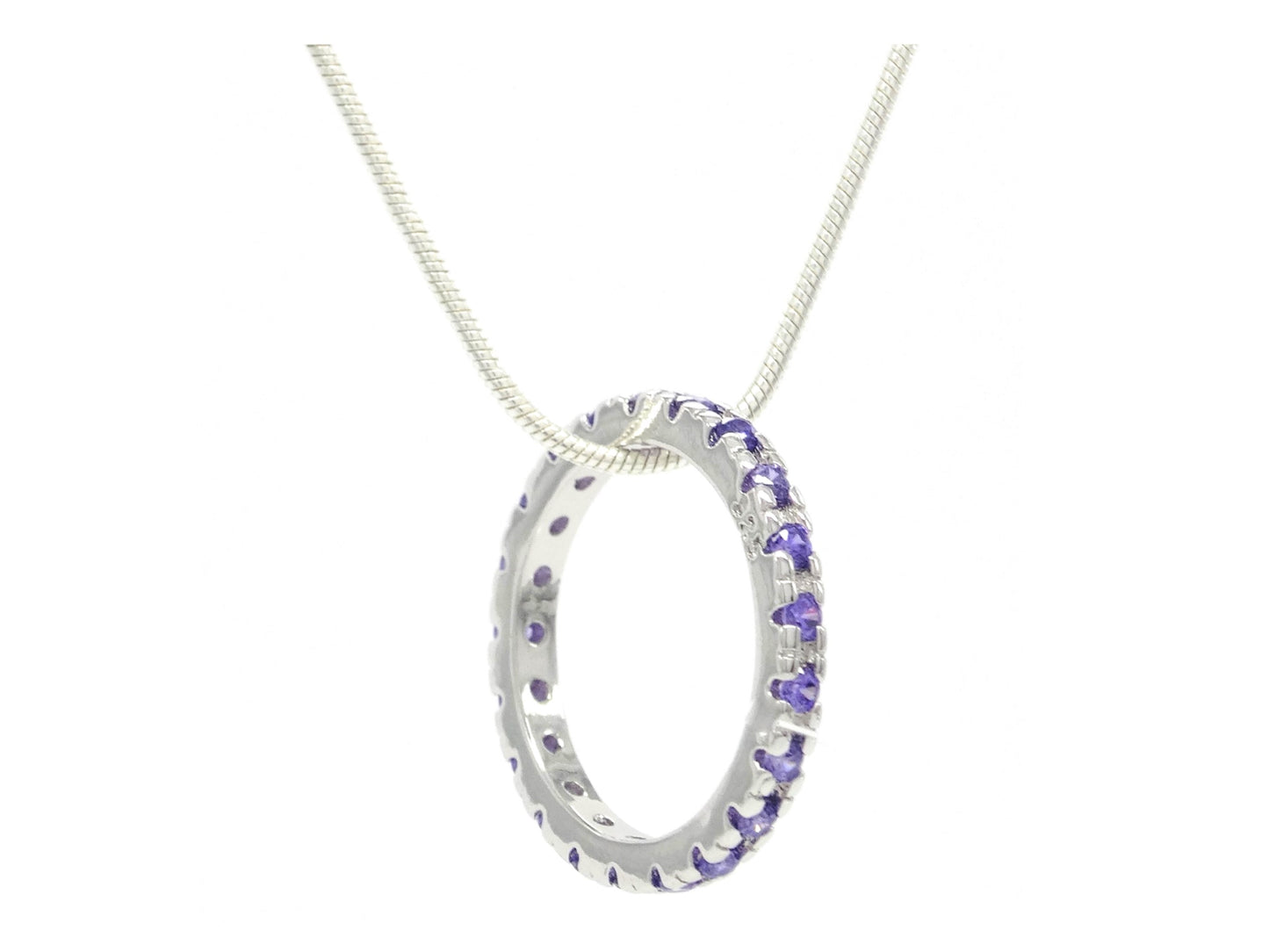 Sterling silver necklace with purple ring