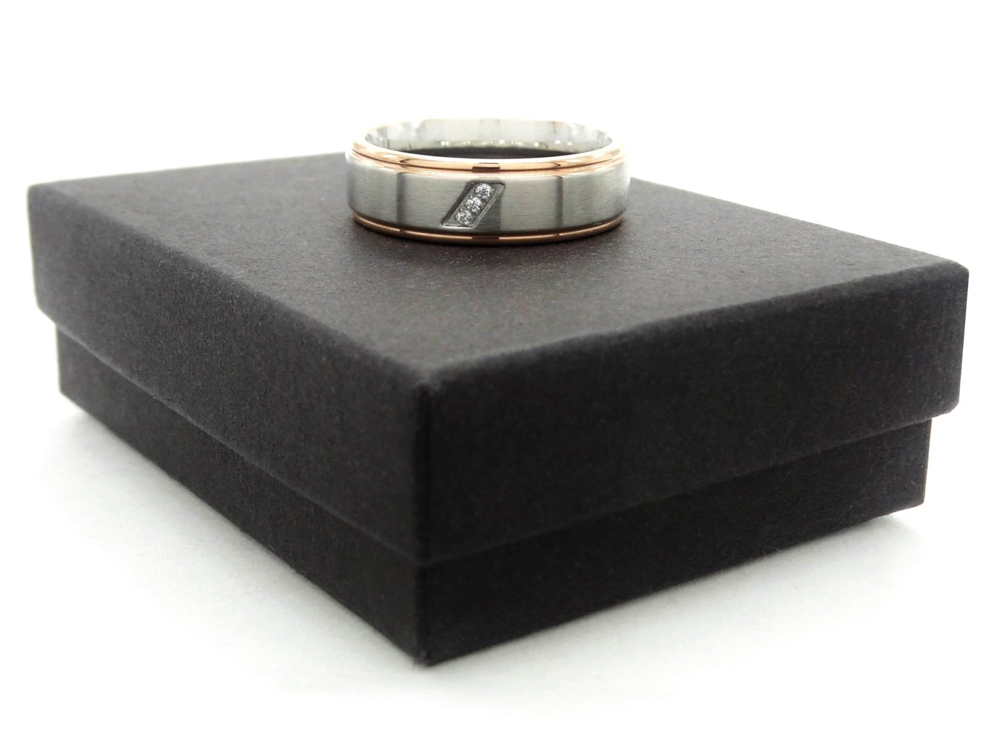 Stainless steel rose gold band ring GIFT BOX